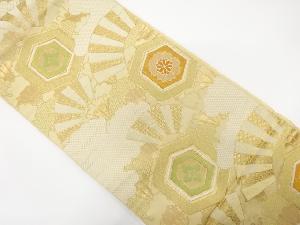 アンティーク　花亀甲に扇模様織り出し袋帯(材料)